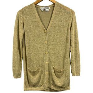 Vintage Saks Fifth Avenue Real Clothes Beige Tan Button Front Cardigan Size S